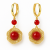 Boucles d'oreilles en maille de perles rouges et fleurs