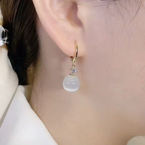 S925 Silver Needle Cat's Eye Earrings Small and Exquisite Earrings