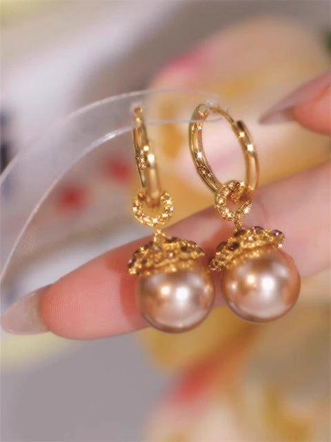 Boucles d'oreilles élégantes en perles de champagne pour femmes