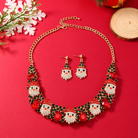 Ensemble de bijoux de Noël à la mode avec collier et boucles d'oreilles en père noël