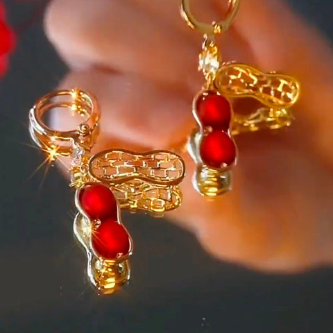 Boucles d'oreilles en perles rouges et cacahuètes