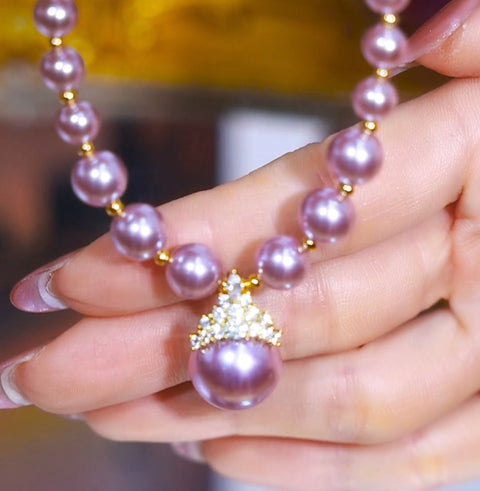 Bracelet tendance avec pendentif en perles de diamant violet pour femme