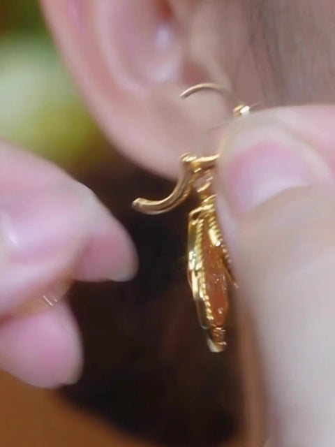 Champagne Maple Leaf Earrings Versatile Women's Accessories