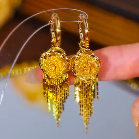 Fashionable And Elegant Rose Tassel Earrings Anti-Lost Earrings