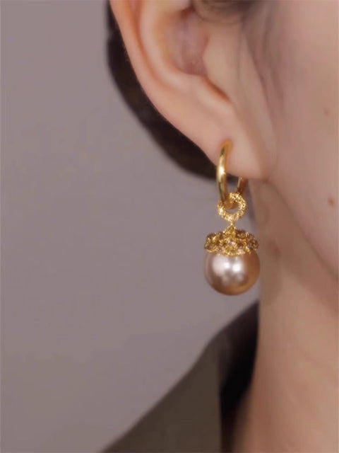 Boucles d'oreilles élégantes en perles de champagne pour femmes