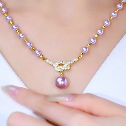 Collier de perles violettes pour femme, accessoire tendance et polyvalent pour la clavicule