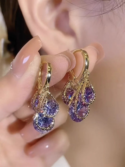 Exquisite Purple Crystal Earrings for Women Accessories