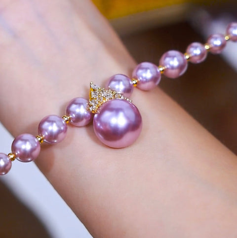 Bracelet tendance avec pendentif en perles de diamant violet pour femme