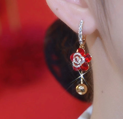 Design Light Luxury Temperament Earrings Red Rose Earrings For Women