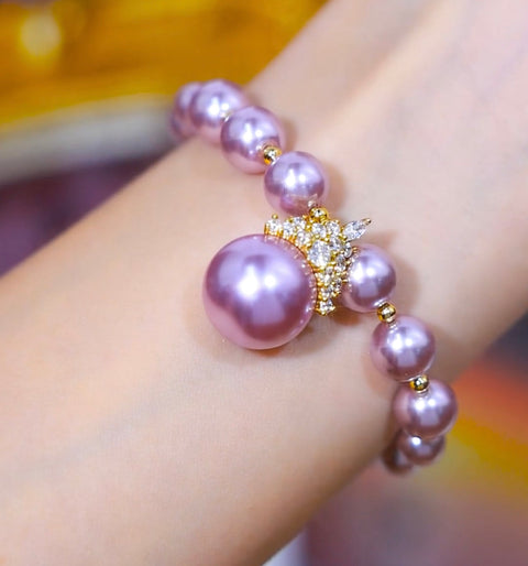 Bracelet tendance avec pendentif en perles de diamant violet pour femme