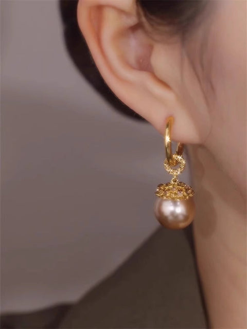Boucles d'oreilles élégantes en perles de champagne pour femmes