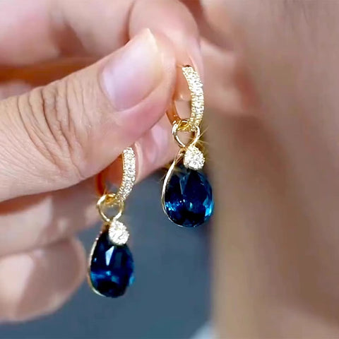 Blue Crystal Zircon Earrings Women's Accessories