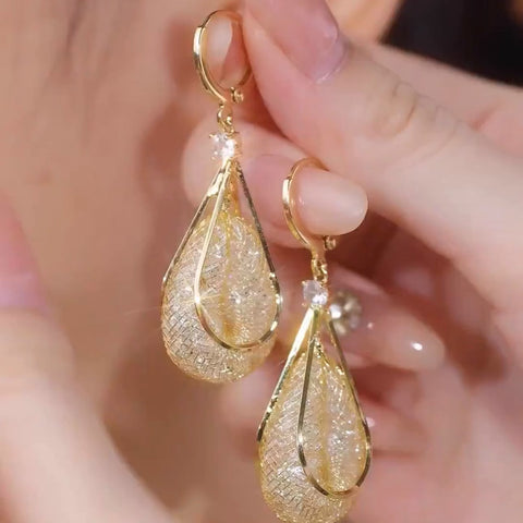 Women's Mesh Geometric Long Tassel Earrings