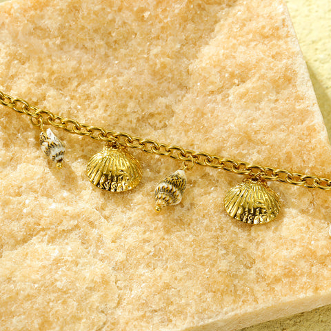 Collier coquillage en acier titane style océan pour femme