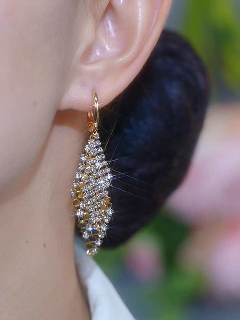Full Diamond Double-Layer Diamond Earrings Women'S Accessories