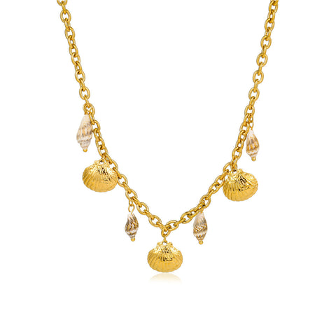 Collier coquillage en acier titane style océan pour femme