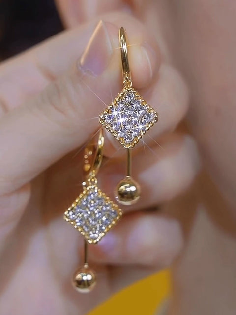 Square Zircon Tassel Earrings Women'S Accessories