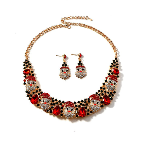 Ensemble de bijoux de Noël à la mode avec collier et boucles d'oreilles en père noël
