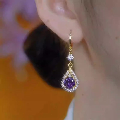 Purple Zircon Pendant Earrings Women's Accessories