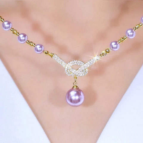 Collier de perles violettes pour femme, accessoire tendance et polyvalent pour la clavicule
