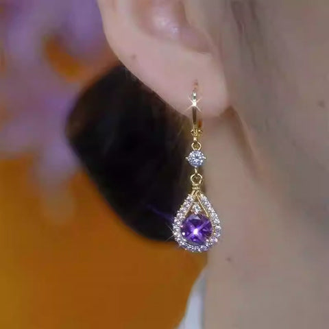 Purple Zircon Pendant Earrings Women's Accessories