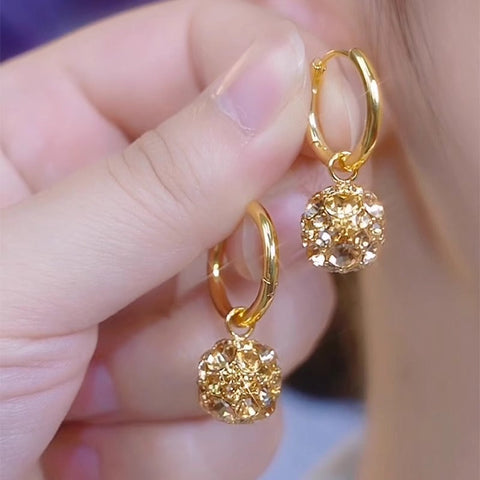 Boucles d'oreilles boules en zircon doré à la mode pour femmes