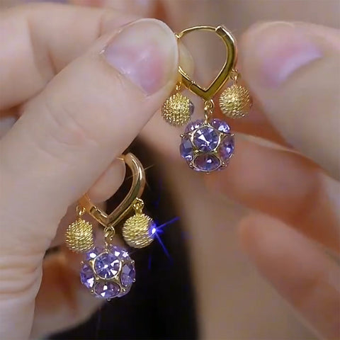 Fashionable Purple Diamond Ball All-Match Earrings