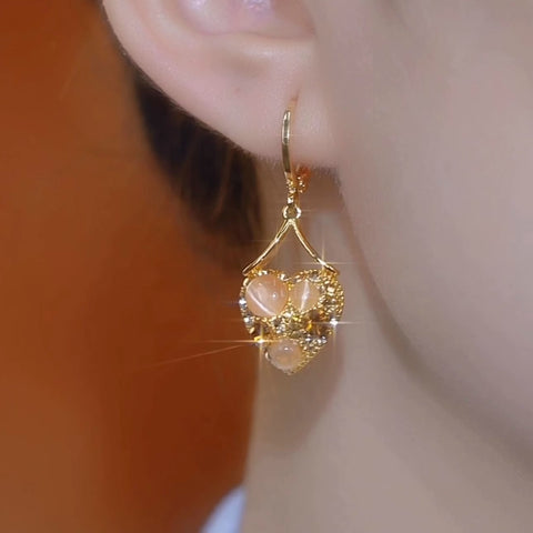 Women'S Exquisite Earrings With Full Diamond Heart