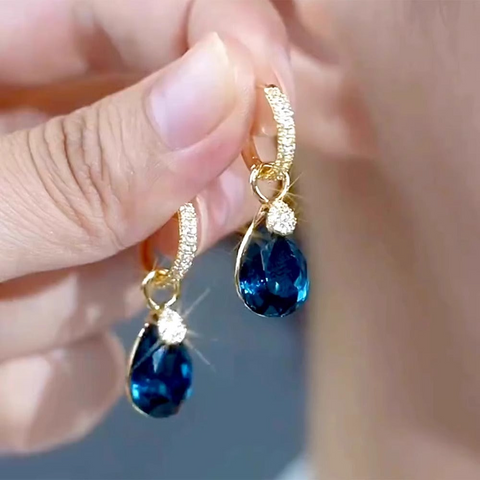 Boucles d'oreilles en cristal bleu zircon