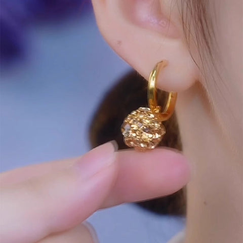 Boucles d'oreilles boules en zircon doré à la mode pour femmes