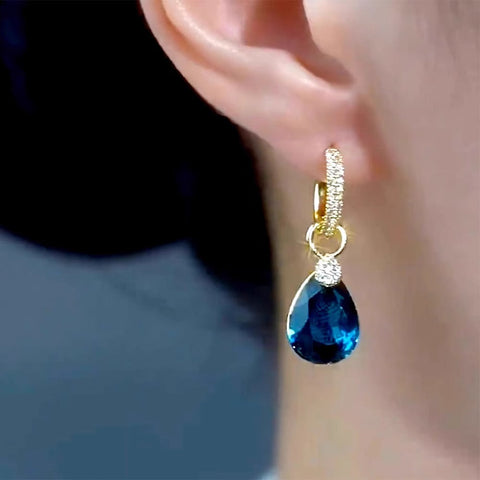 Blue Crystal Zircon Earrings Women's Accessories