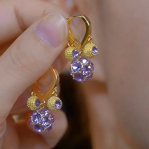 Fashionable Purple Diamond Ball All-Match Earrings