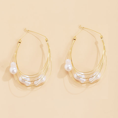 Baroque Style Handmade Multi-layer Tassel Imitation Pearl Earrings For Women