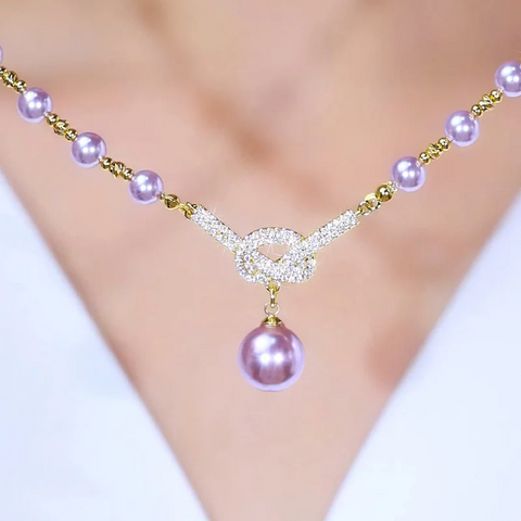 Collier de perles violettes pour femme, accessoire tendance et polyvalent pour la clavicule