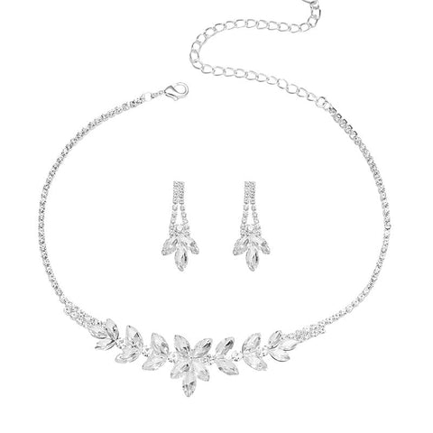 Butterfly Tassel Rhinestone Necklace + Earrings Two Piece Wedding Dress Accessories