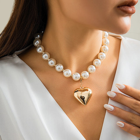 Collier punk à grosses perles rondes, chaîne de clavicule, collier de perles géométriques pour femmes