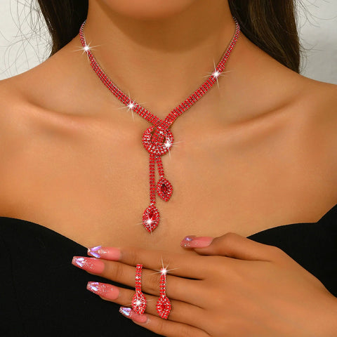 Women's Necklace + Earrings Jewelry Set, Zircon Crystal Accessories Gift