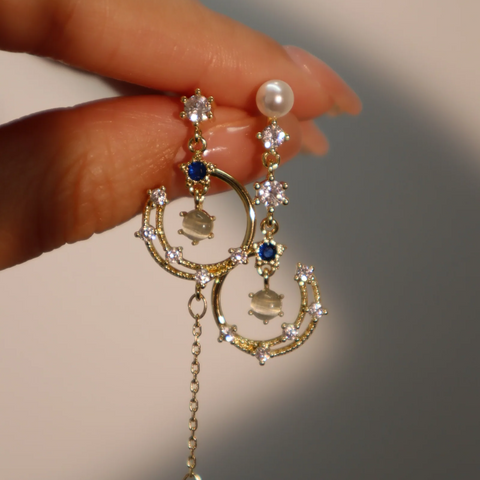Boucles d'oreilles pendantes Moonlight plaquées or