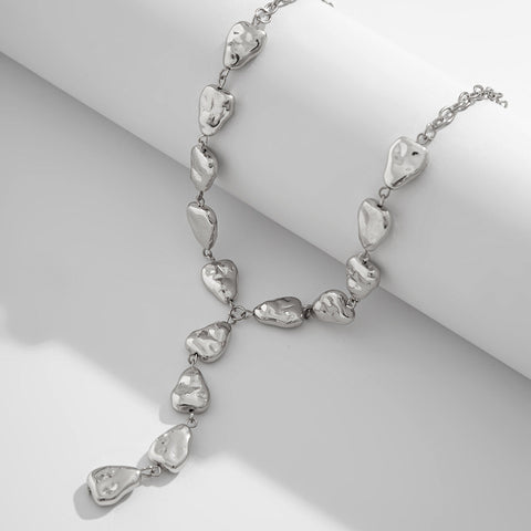 Collier de bijoux baroque irrégulier en forme de Y avec pendentif en forme de goutte plate pour femme