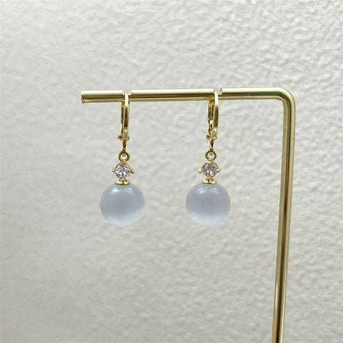 S925 Silver Needle Cat's Eye Earrings Small and Exquisite Earrings