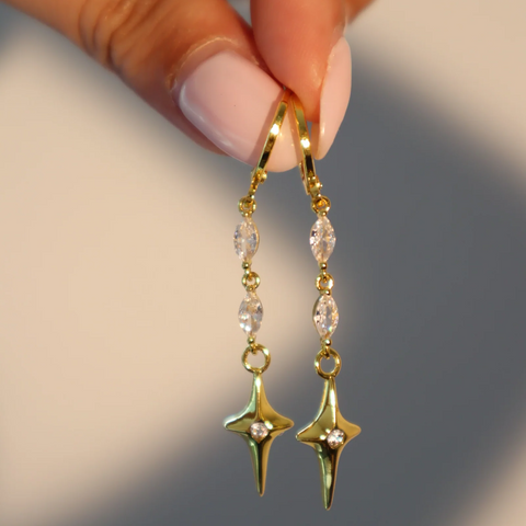 Boucles d'oreilles pendantes en forme d'étoile plaquées or