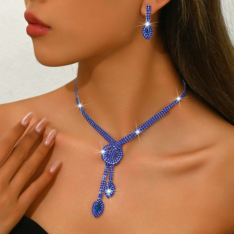 Women's Necklace + Earrings Jewelry Set, Zircon Crystal Accessories Gift