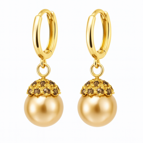 Boucles d'oreilles élégantes en perles de champagne pour femmes