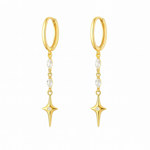 Boucles d'oreilles pendantes en forme d'étoile plaquées or