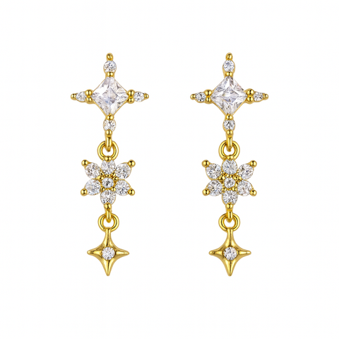 Boucles d'oreilles croix en diamant plaqué or