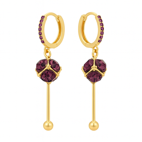 Boucles d'oreilles en cristal boule de diamant violet