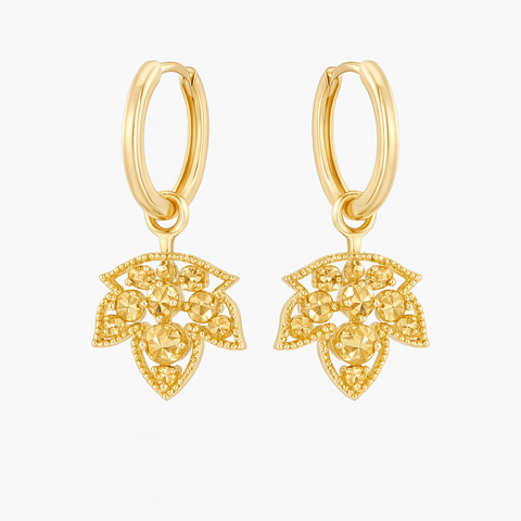 Boucles d'oreilles feuille d'érable en diamant brun