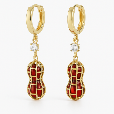Boucles d'oreilles en perles rouges et cacahuètes