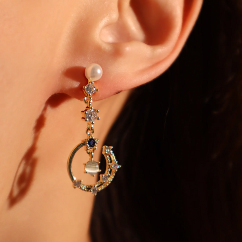 Boucles d'oreilles pendantes Moonlight plaquées or