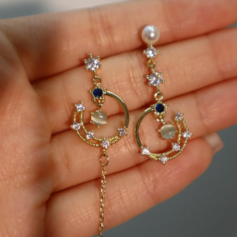 Boucles d'oreilles pendantes Moonlight plaquées or